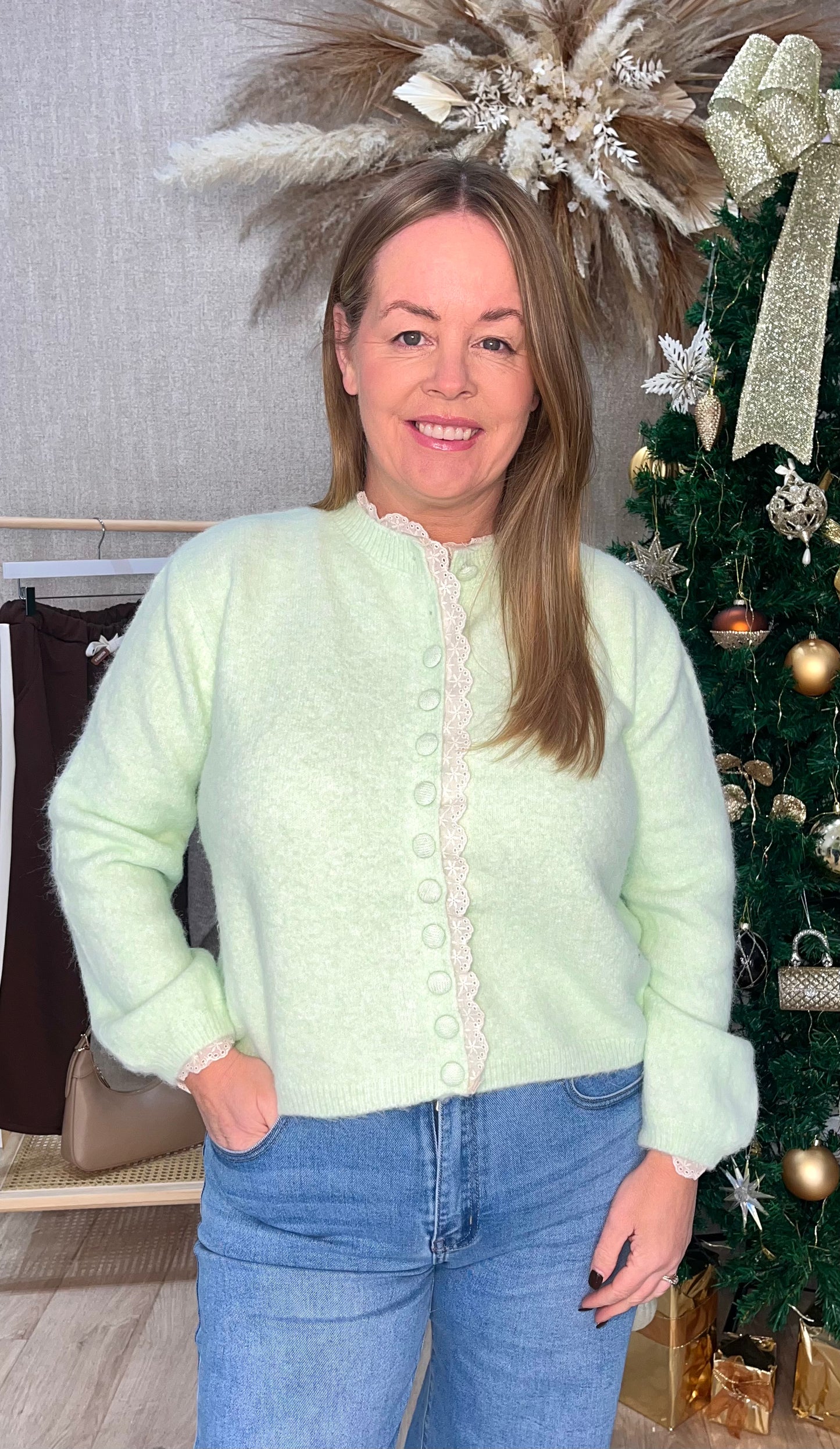 Millie anglaise trim cardigan