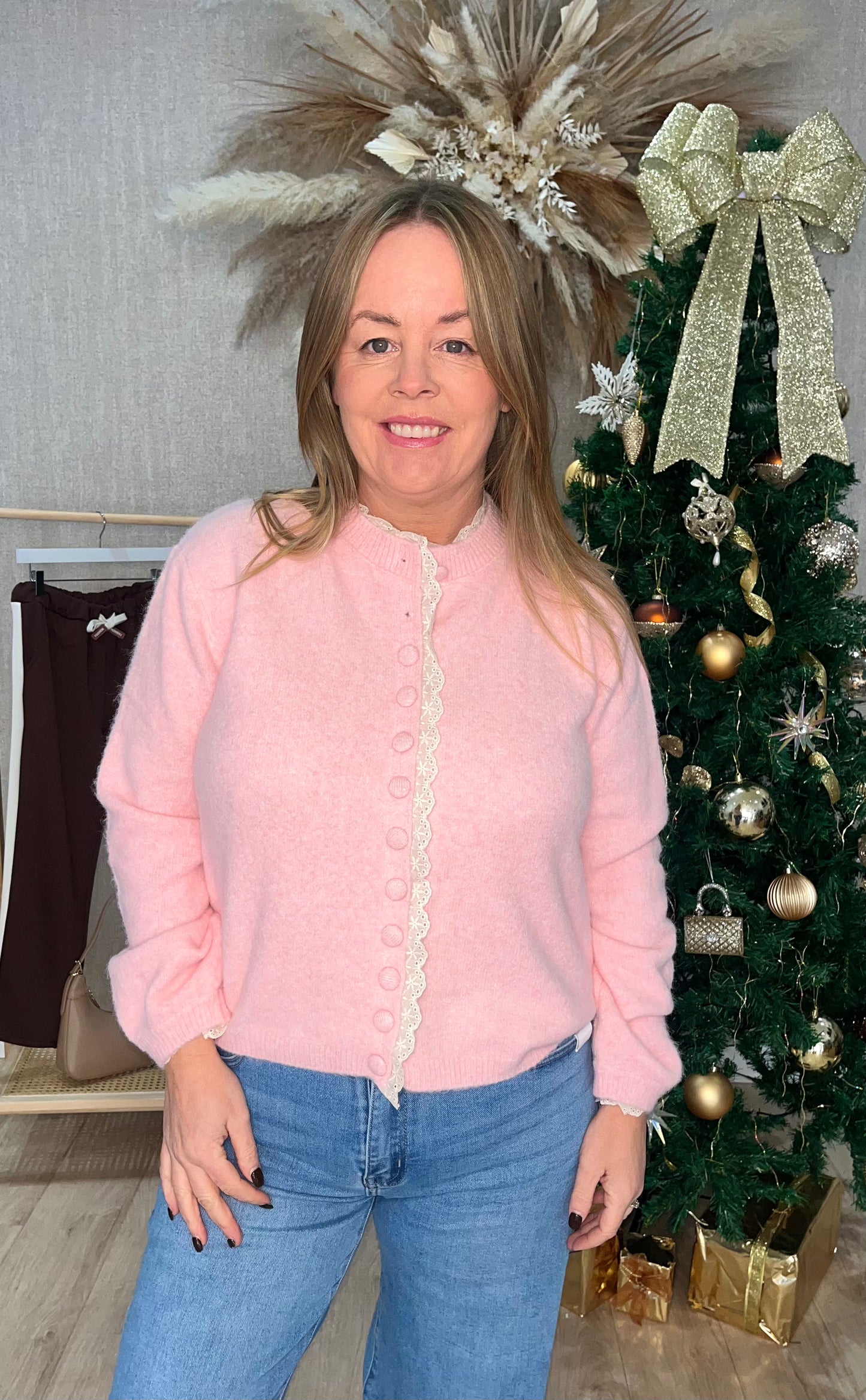 Millie anglaise trim cardigan