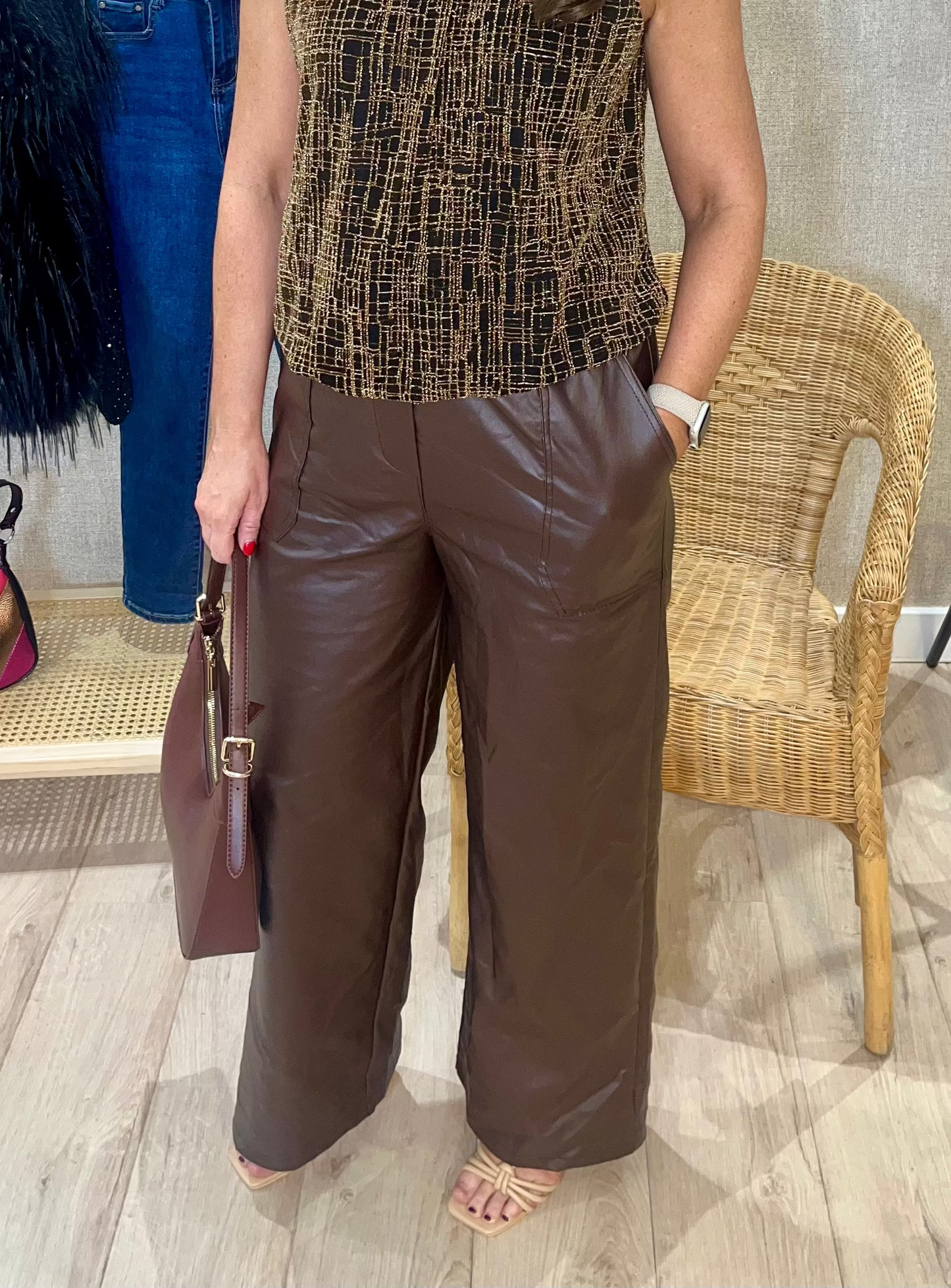 Cherie pleather flared trouser