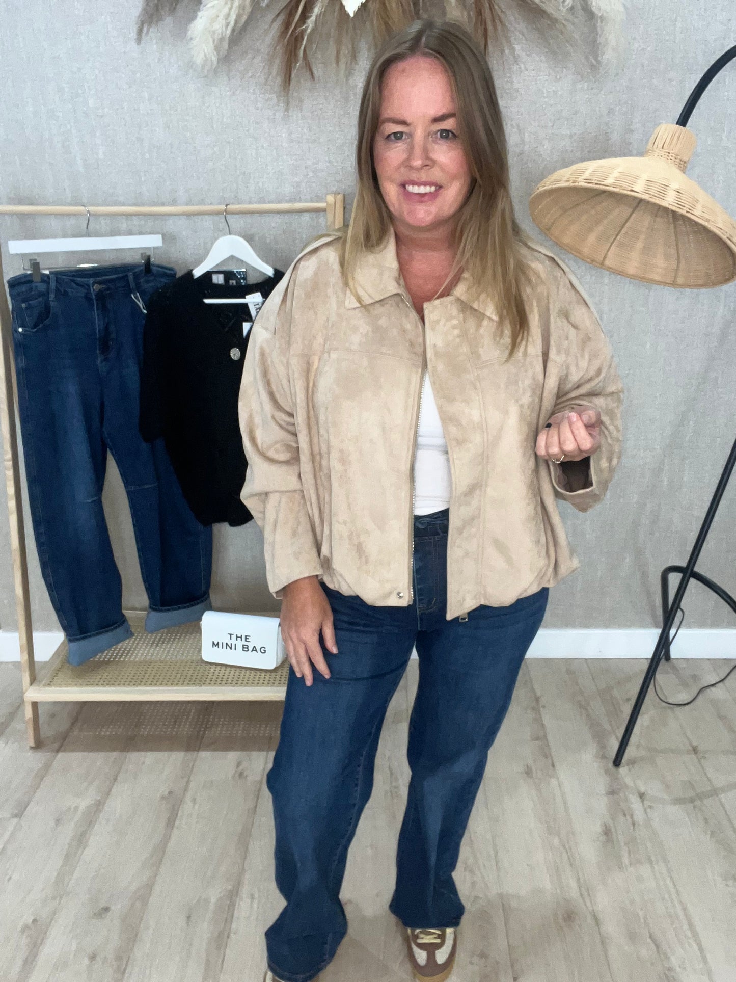 Lauri faux suede bomber