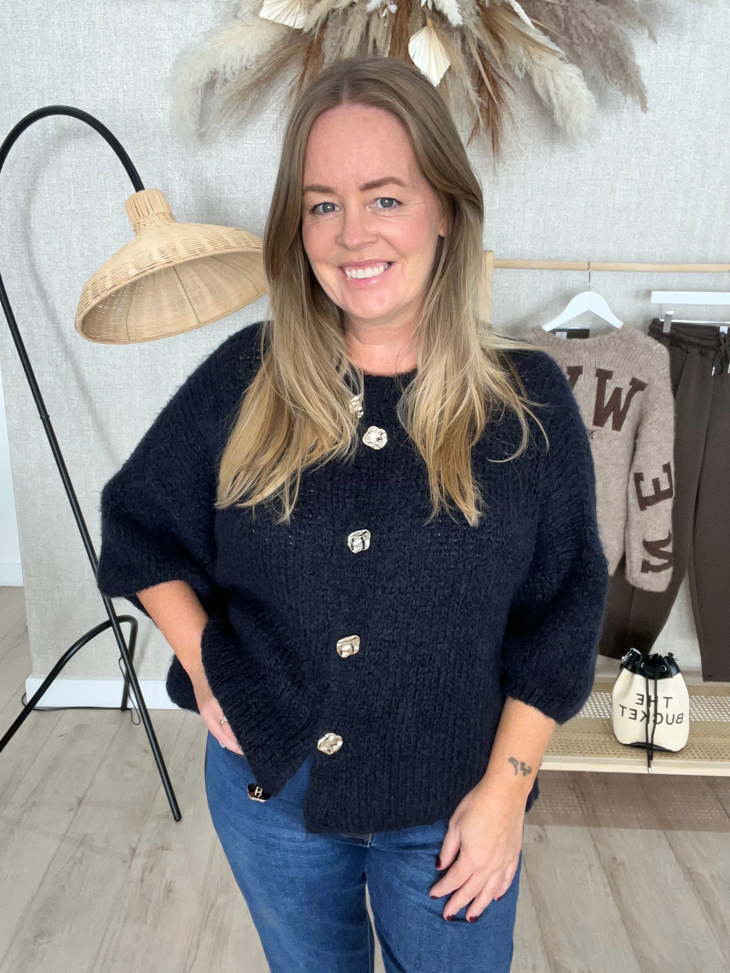 Ruby gold button cardigan