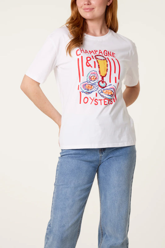 Champagne and oysters t shirt