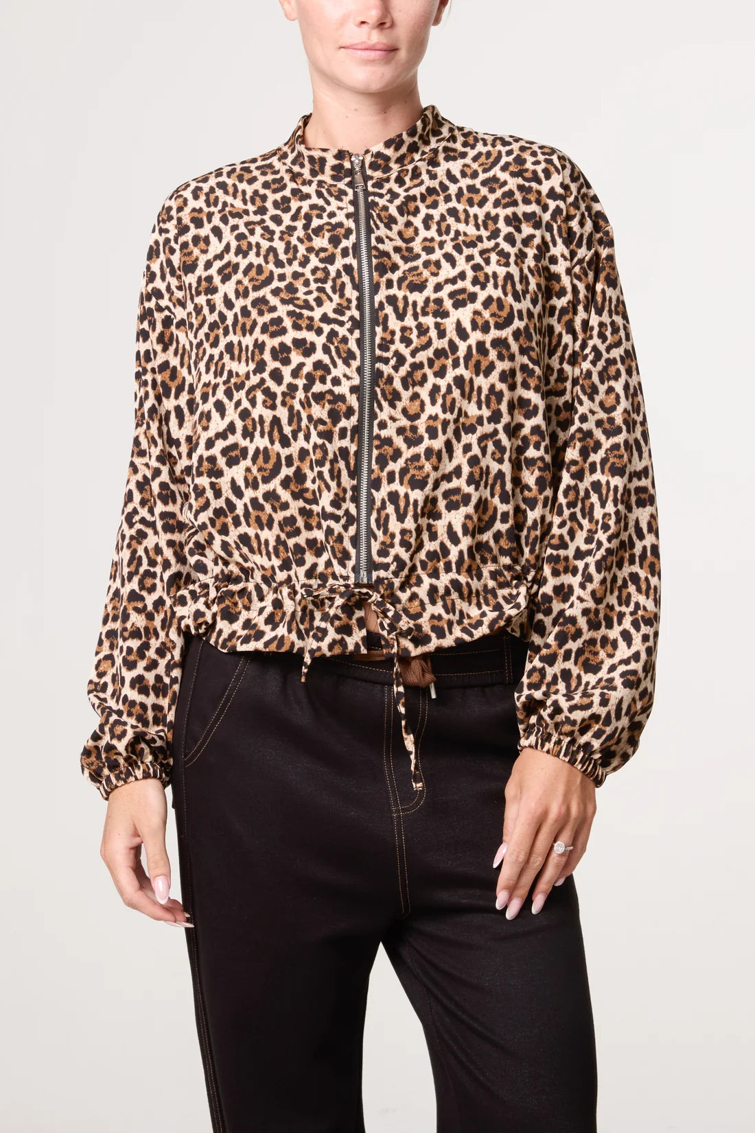 Lena leopard print bomber jacket